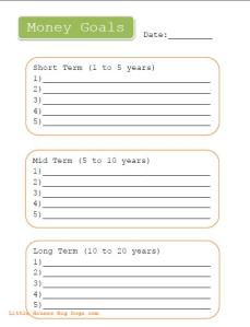 Free Investment Printables Money Goals