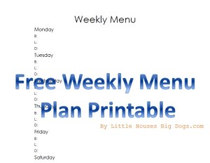 Free Weekly Menu Plan printable